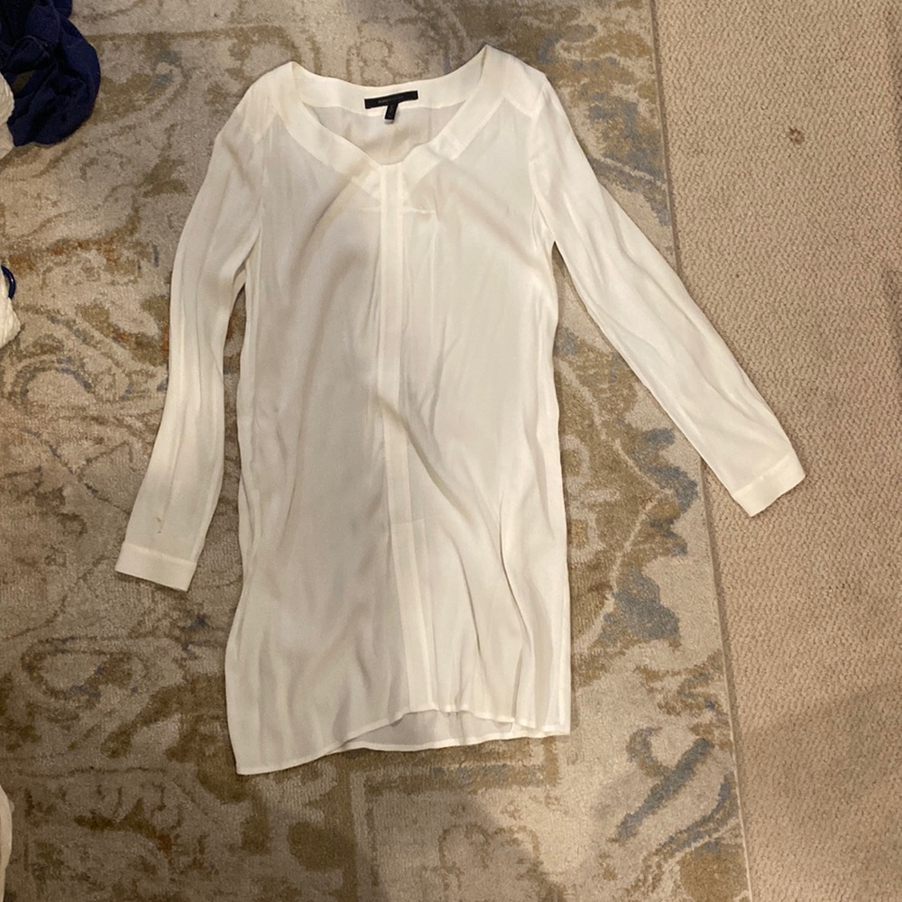 BCBG white crepe long sleeve dress